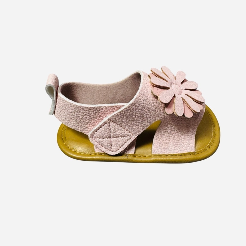 New First Steps Baby Girl Pink Flower Sandals Size 6/9 Months